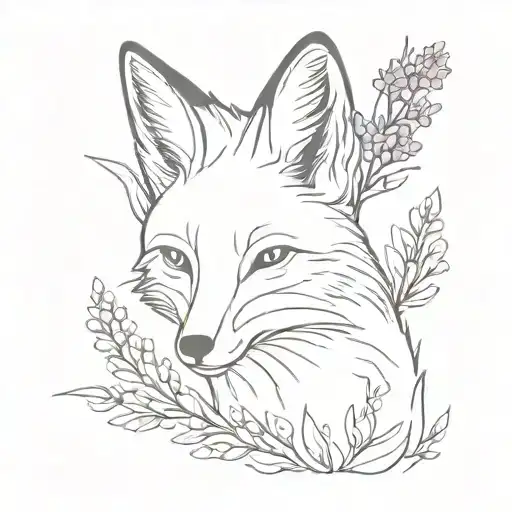 Fox With Lilacs And Lavender