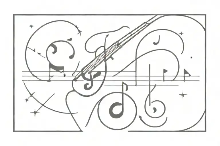 Fine Line Music Themed Tattoo