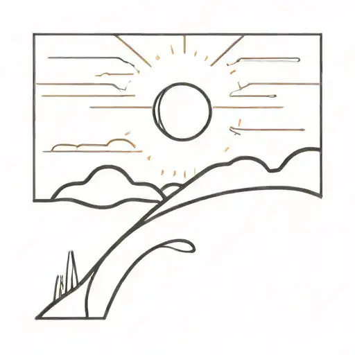 Simple Sunset With Thin Lines Forming