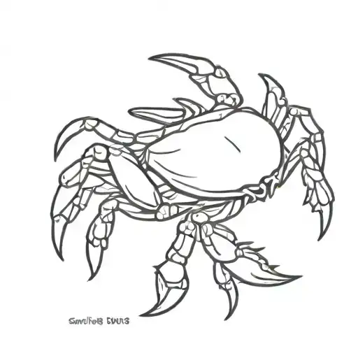 Simple Drawing Sweet Crab Minimalist Thin Line Work