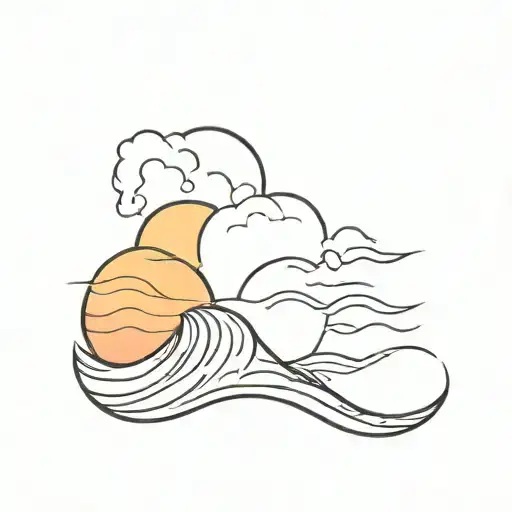 Simple Sunset In The Ocean Waves