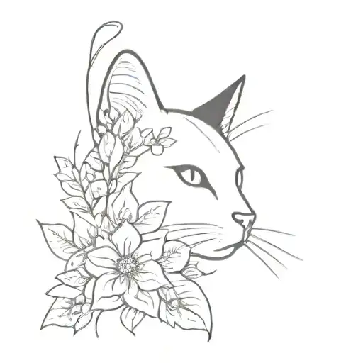 Cat With Flowers