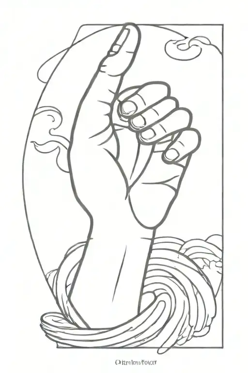 One Line Tattoo Thumbs Up With Waves