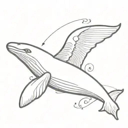 Whale With Eagle's Wing Tatto Design