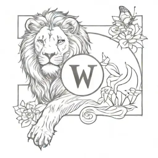 Minimalistic Mwt Initials With A Lion And A Butterfly