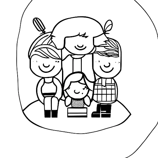 3 Boys 2 Girls Group Sitting Together