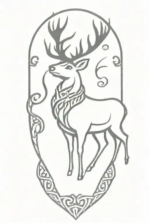 A Simple Silhouette Of A Stag With Celtic Patterns