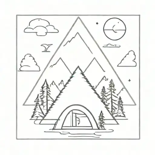 Small Camping Inspired Tattoo Featuring