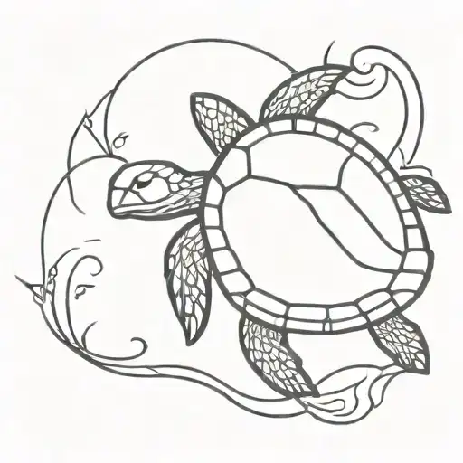 Turtle And Ocean Waves
