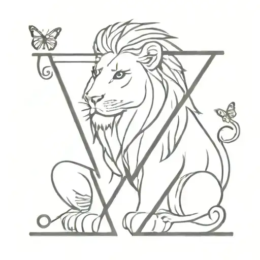 Small Lion With Butterfly And Initials Mwt