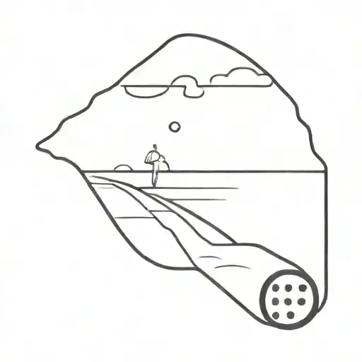 Beach Sunset With A Domino Piece At The Right Corner And A Baseball Ball At The Left Corner