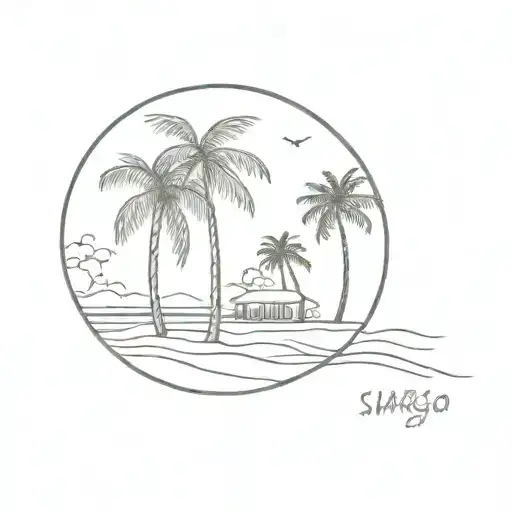Siargao Beach Scene With Palm