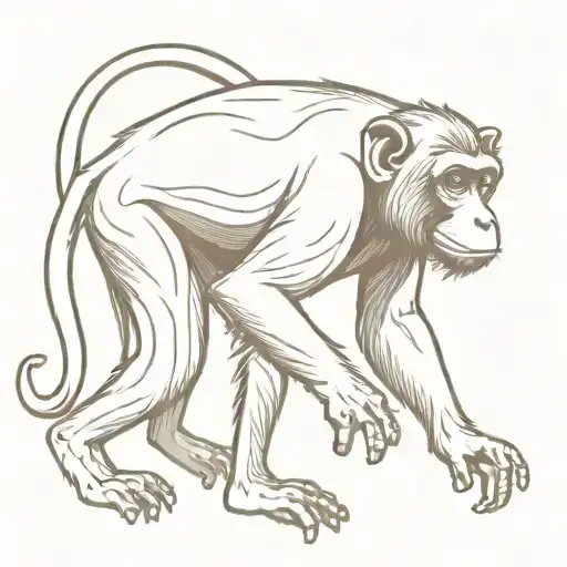 A Macaque Monkey Full Body Thailand Style