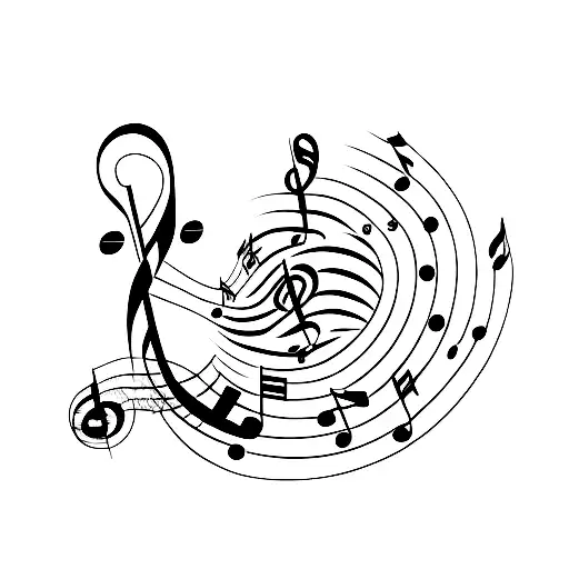 A Musical Note Formed By The Silhouette Of A Mother And Daughter