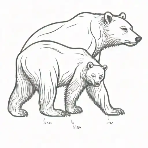Paired Tattoos Related To Kamchatka Bear Standing