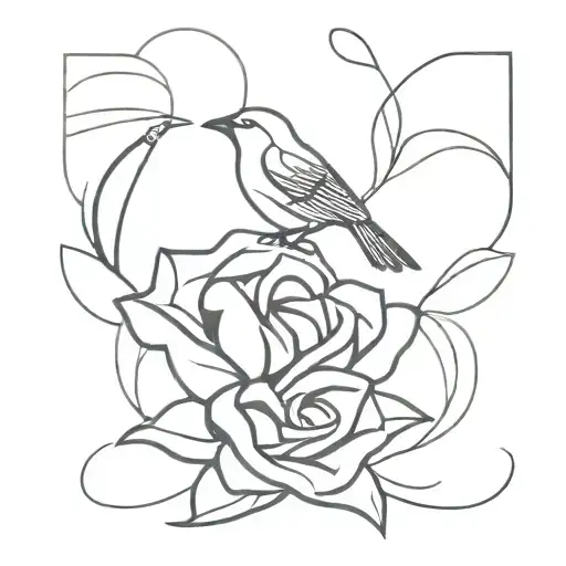 Eye Looking Rose Intertwined Bird Flying