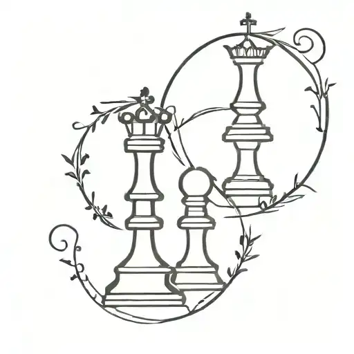 Tatto Inspired By Chess And Gemini Sign Combined