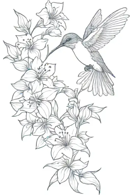 Hummingbird On Delphinium Bouquet