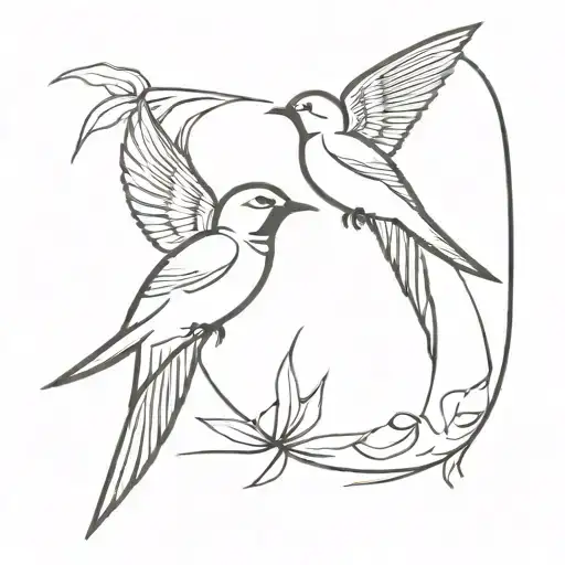 Two Swallows Chasing Each Other