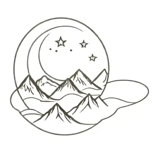 Sunset Moon Mountains