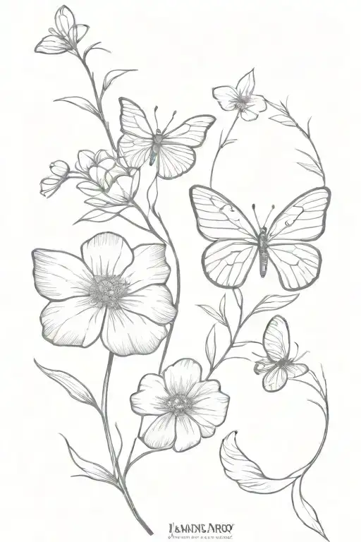 January April May Birth Flowers With Butterfly Resting