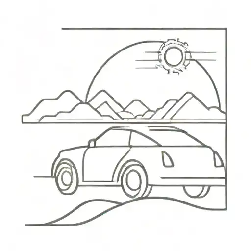 Car Driving In The Sun Rising