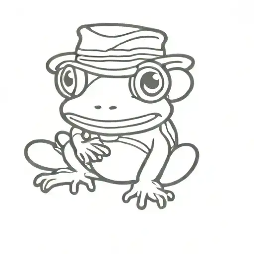 Sweet Frog With A Hat Sitting Alone