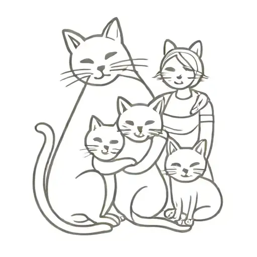 Happy Family With Cat