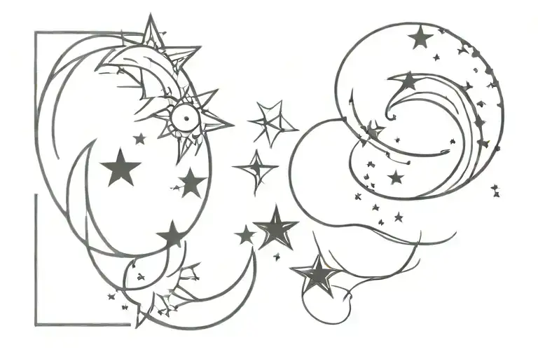 Sun Moon Stars Pisces Constellation