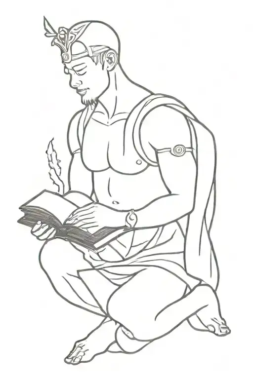 Wisdom Warrior Holding Open Book Surrounded