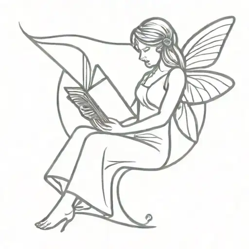 Fairy Reading Book Open In Front