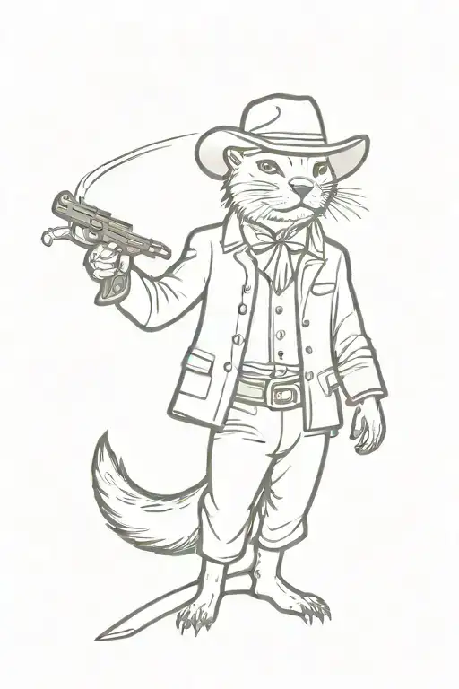 Cowboy Otter Standing For A Shoot Out