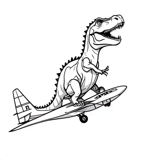 Dinosaur In Vintage Airplane Soaring