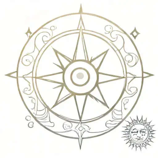 Sun And Moon Surrounding Evil Eye Surrounded