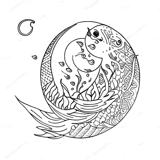 Moon With Koy Fish