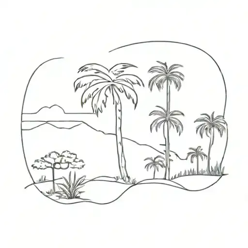 Pine Tree And Palm Tree California State Outline