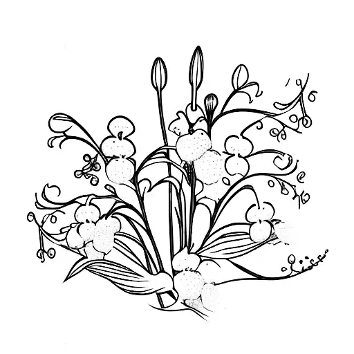 Lily Of The Valley And Hawthorn On A Line