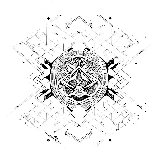 Dark Ornamental Mixed With Cyber Sigilism