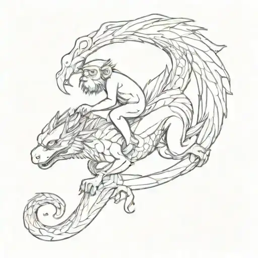 Monkey Riding A Dragon