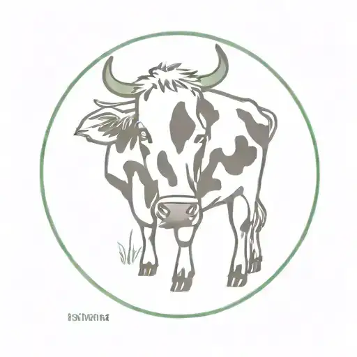 A Minimalist Tattoo Of A Tractor Wheel With A Cow Print Pattern