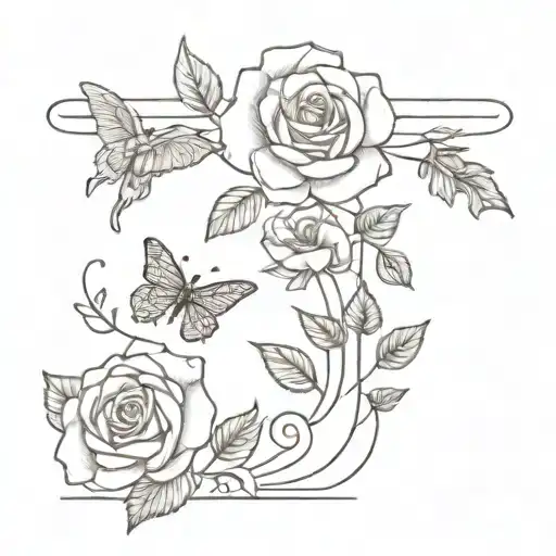 Bracelet With Roses And Leaves And Flowers And Flying Moths