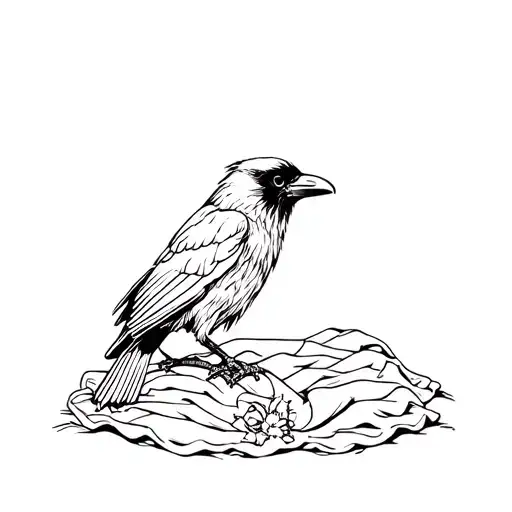 Raven Perched On A Blanket