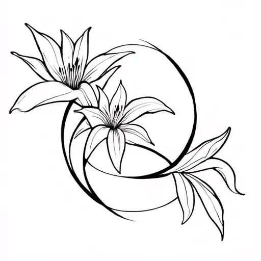 Lily Flower Interwoven Around The Panther