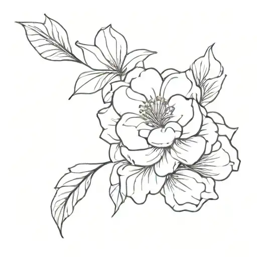 Black Fine Line Flower Side Hand