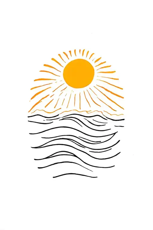 Sun With Waves And Palm