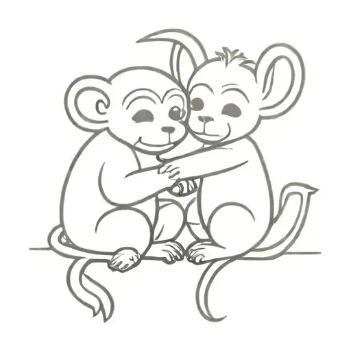Monkey And Bunny Hugging