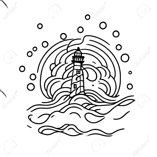 Ocean Wave With Lighthouse