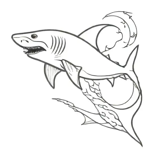 Shark With Wings Flying Over The Ocean