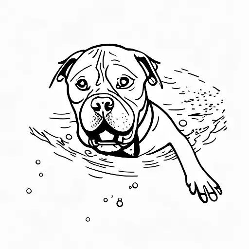Pittbull Diving In Water
