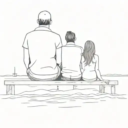 Two Friends Sitting On A Dock Looking Out To The Water